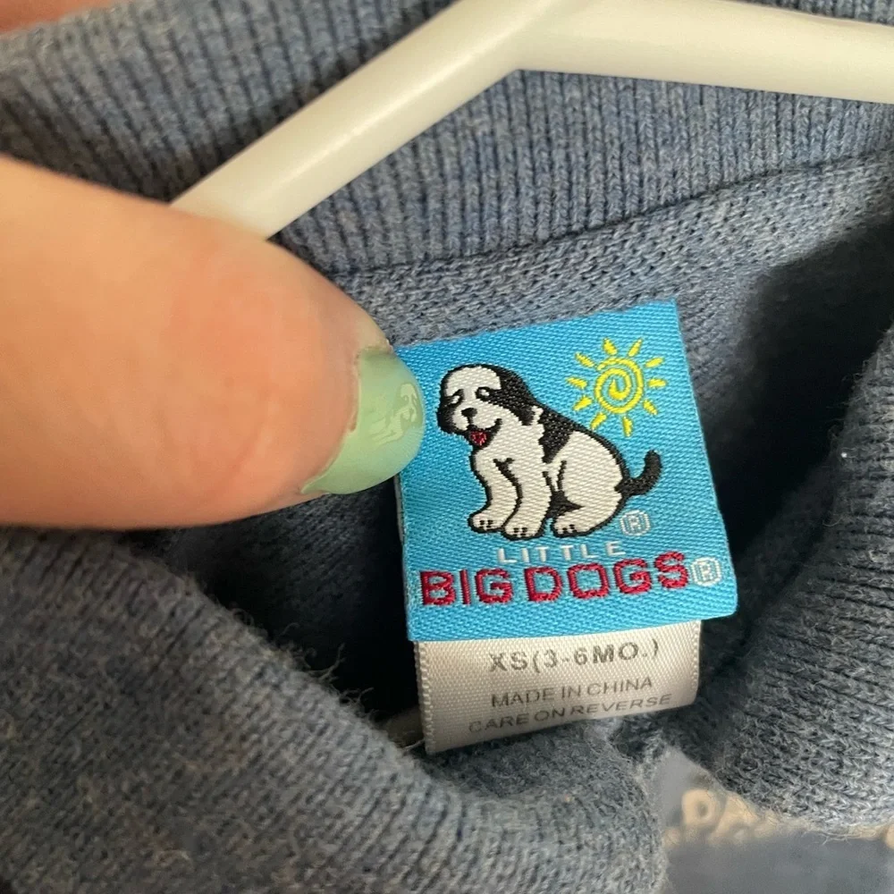 Little Big Dogs Vintage Baby 3-6 Months Blue Polo Romper with Golf Embroidery